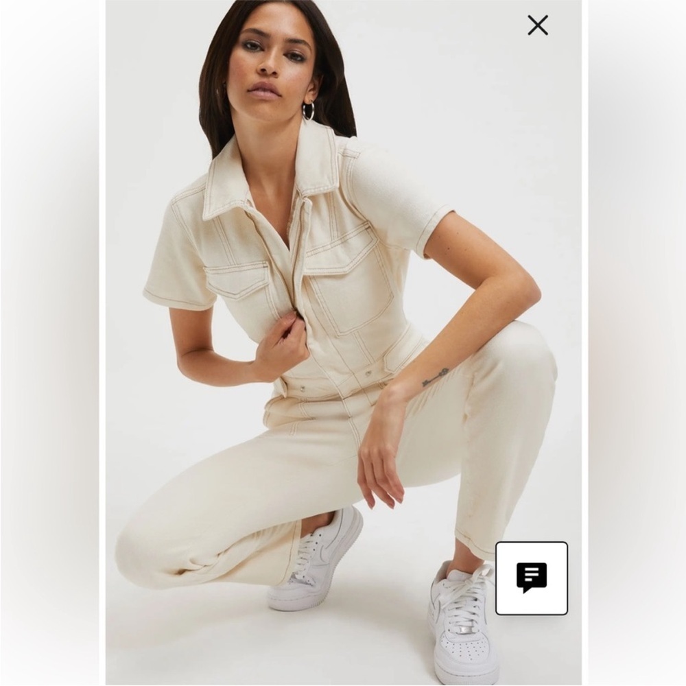 Good American Fit For Success Military Jumpsuit off white /Cream size Small - Picture 2 of 16